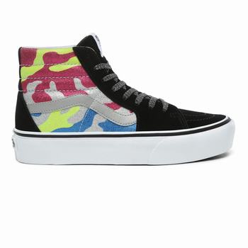 Női Vans After Dark SK8-Hi Platform 2.0 Magasszárú Cipő VA6138950 Sötét Camo/Fehér